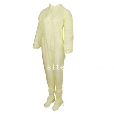 Yellow Anti Static Suit Clothing Work Protective Dustproof Breathable +Shoes